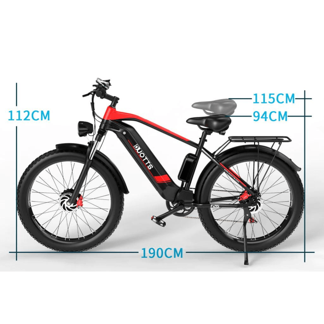 Duotts F26 Pro – måttskiss av elcykeln