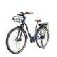 Marinblå Samebike elcykel för damer med 28-tums hjul, framkorg och bekväm sadel – idealisk för pendling och stadskörning
